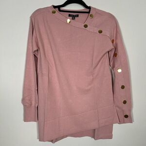 NWT Iman Global Chic Asymmetric Pullover Pink Top XS